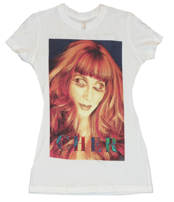 Cher Girls Juniors T-Shirt - Red Haired Photo Box Image DK2 Tour