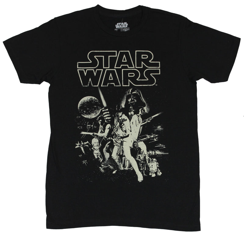 Star Wars Mens T-Shirt - Classic New Hope Poster Image Off White Print