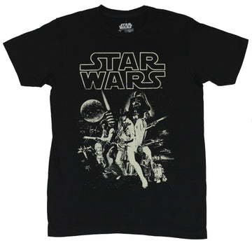 Star Wars Mens T-Shirt - Classic New Hope Poster Image Off White Print