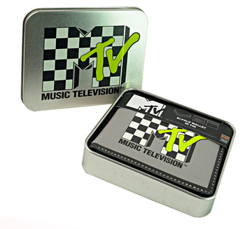 MTV Music Television Checkered Logo Faux Leather Wallet W/ Decorative Case