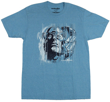 Captain America Civil War Mens T-Shirt - Cap Iron Man Lined Faces Images