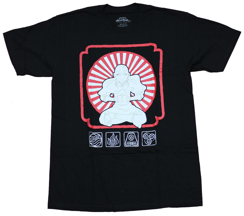 Avatar the Last Airbender Mens T-Shirt -White Aang Beaming Red Ove Tribe Symbols