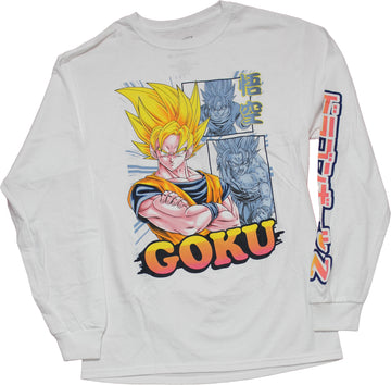 Dragon Ball Z Mens Long Sleeve T-Shirt  - Goku Arms Folded Kanji Sleeve