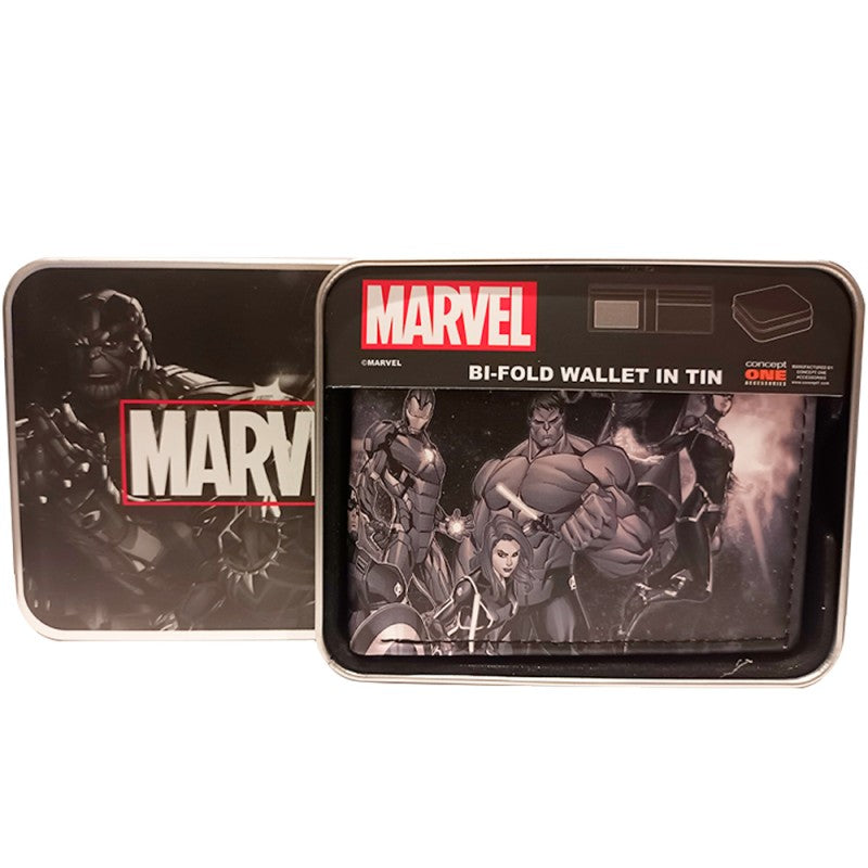 Marvel Avengers Thanos Bifold Wallet in a Decorative Tin Case, Multi - Inmyparentsbasement.com