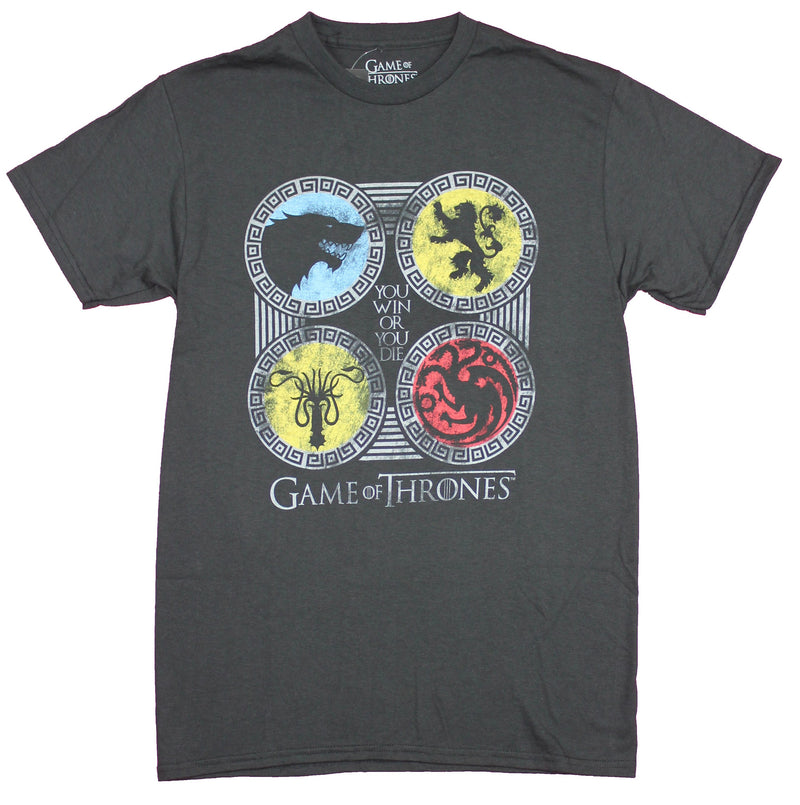 Game of Thrones Mens T-Shirt - Win or Die Primary Colored House Image - Inmyparentsbasement.com