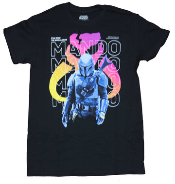 The Mandalorian Star Wars Mens T-Shirt  - Standing Over Name  Drop Image