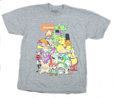 Nicktoons Nickelodeon Mens T-Shirt - Giant 90s Style Character Pile Image