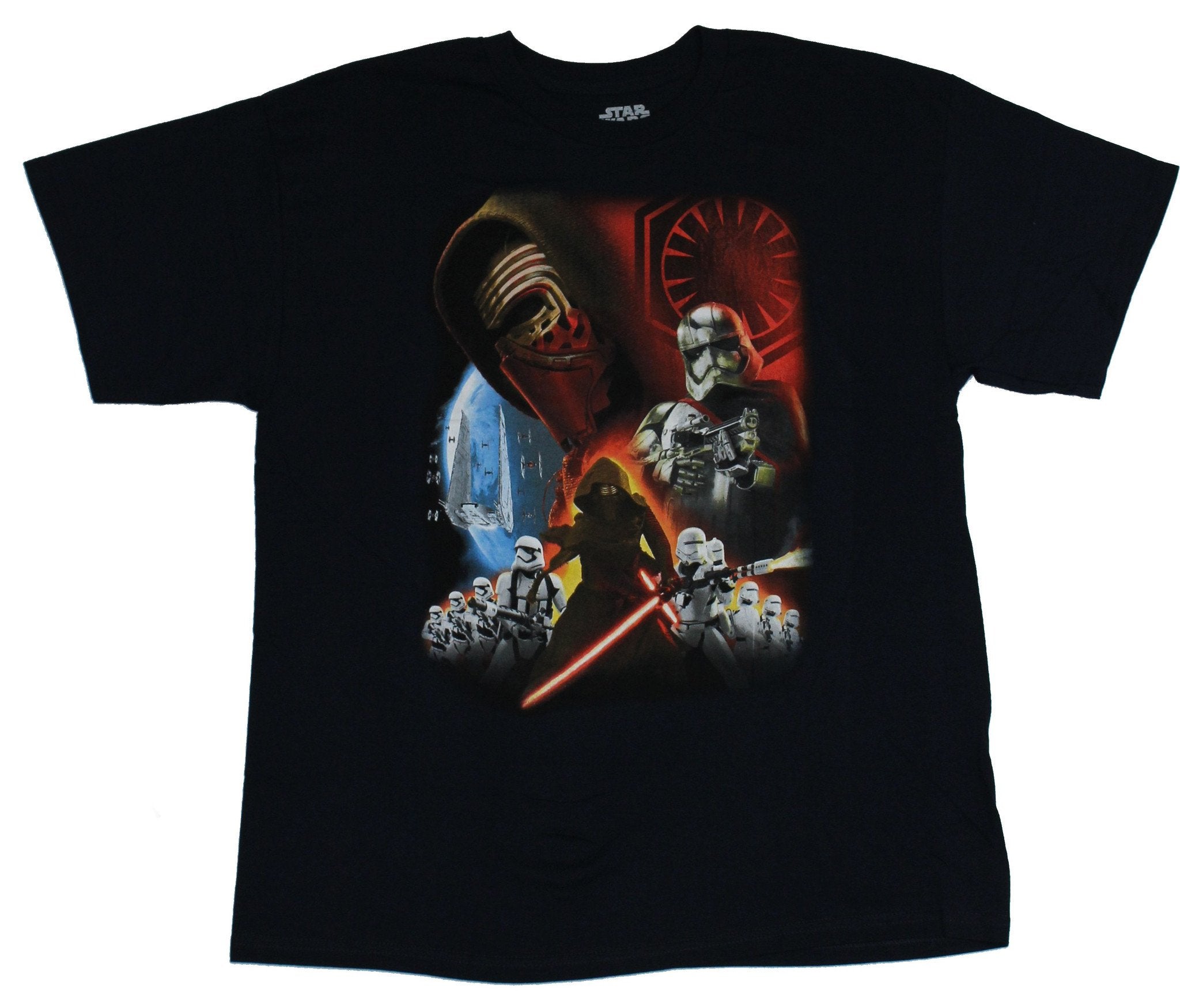 Star Wars Force Awakens Mens T-Shirt - Kylo Ren & Stormtroopers Action Collage