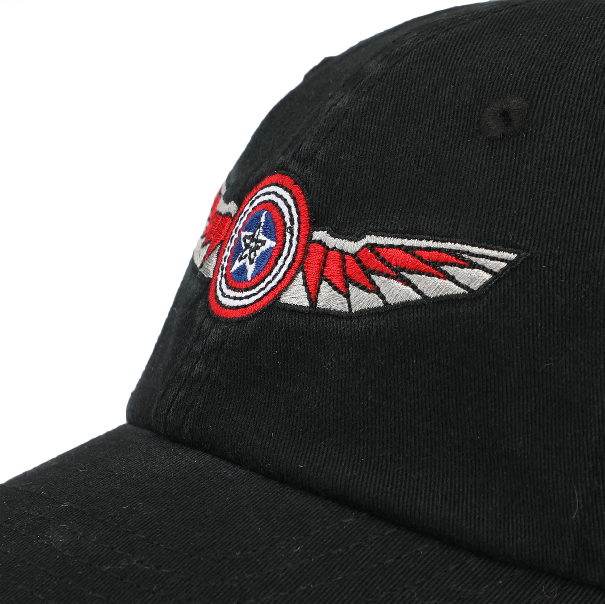 The Falcon and The Winter Soldier Shield and Wings Embroidered Dad Hat Black