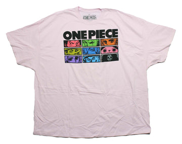 One Piece Mens T-Shirt -Nine Box Colorful Face Images Under Name