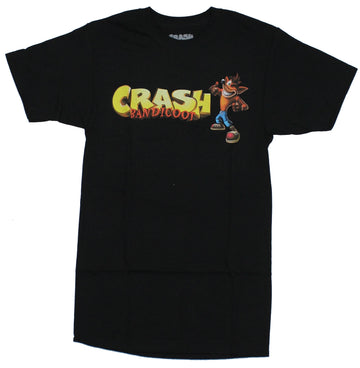 Crash Bandicoot Mens T-Shirt - Big logo Little Crash Image