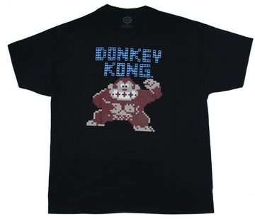 Donkey Kong (Nintendo) Mens T-Shirt - 8-Bit Donkey Kong Under Lettering