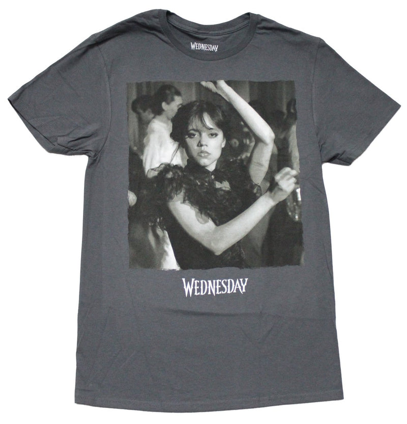 Wednesday Mens T-Shirt - Grayscale Dancing Pose Image