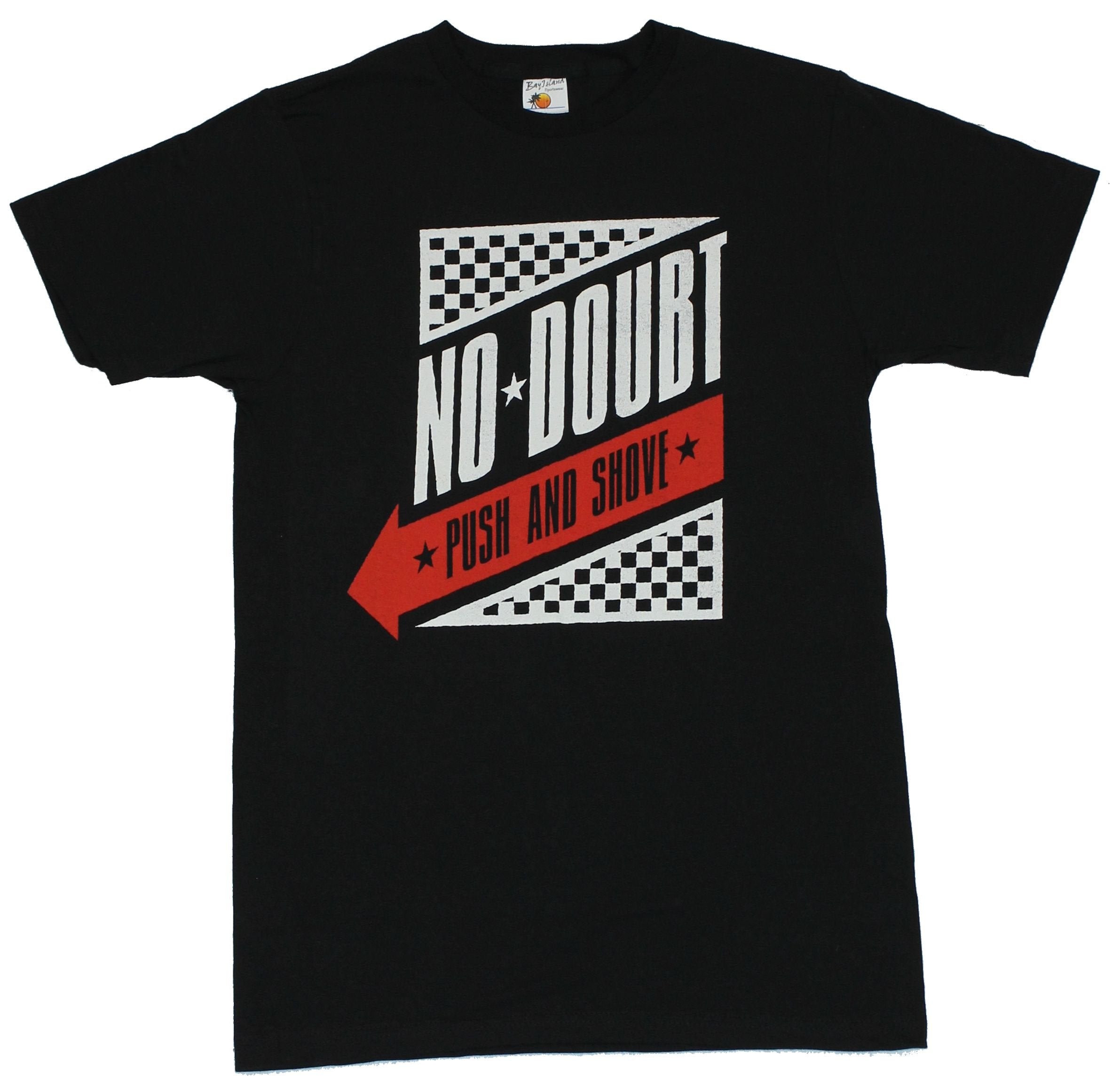 No Doubt Mens T-Shirt - Push and Shove Checker Box Word Image