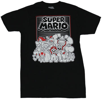 Super Mario Brothers Mens T-Shirt - White Red & Black Character Collection