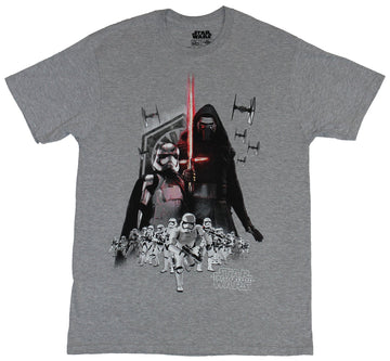 Star Wars Force Awakens Mens T-Shirt - Collage of Kylo Over First Order Army