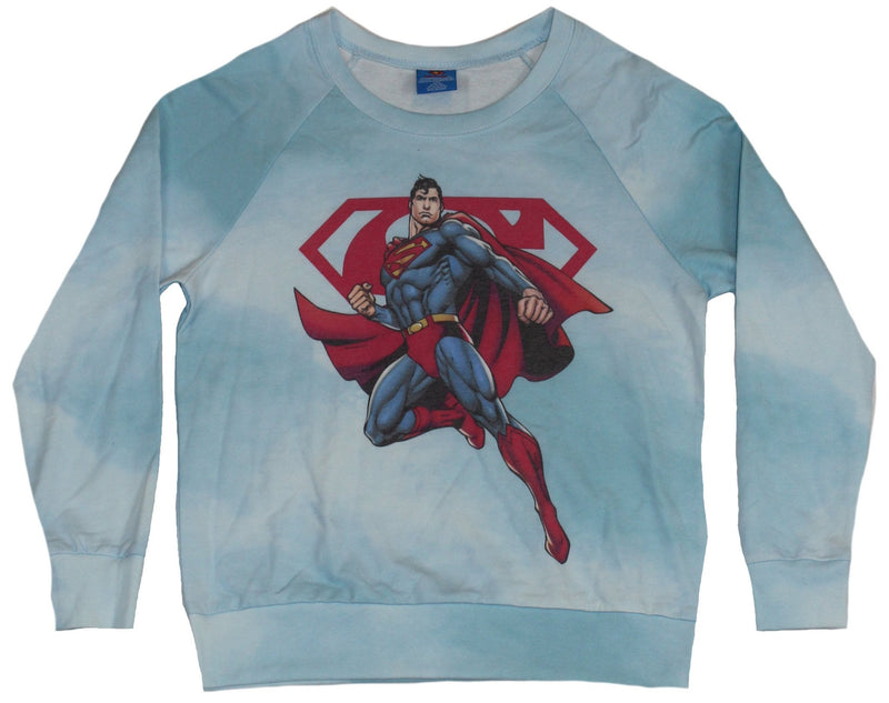 Superman (DC Comics) Girls Juniors Light Sweatshirt -  Flying Over Logo