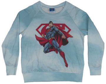 Superman (DC Comics) Girls Juniors Light Sweatshirt -  Flying Over Logo