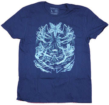 HP Lovecraft Mens  T-Shirt- Mountains of Madness Monsters Loot Fright