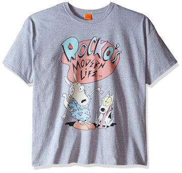 Rocko's Modern Life Mens T-Shirt - Rocko & Spunky Posed Under Logo