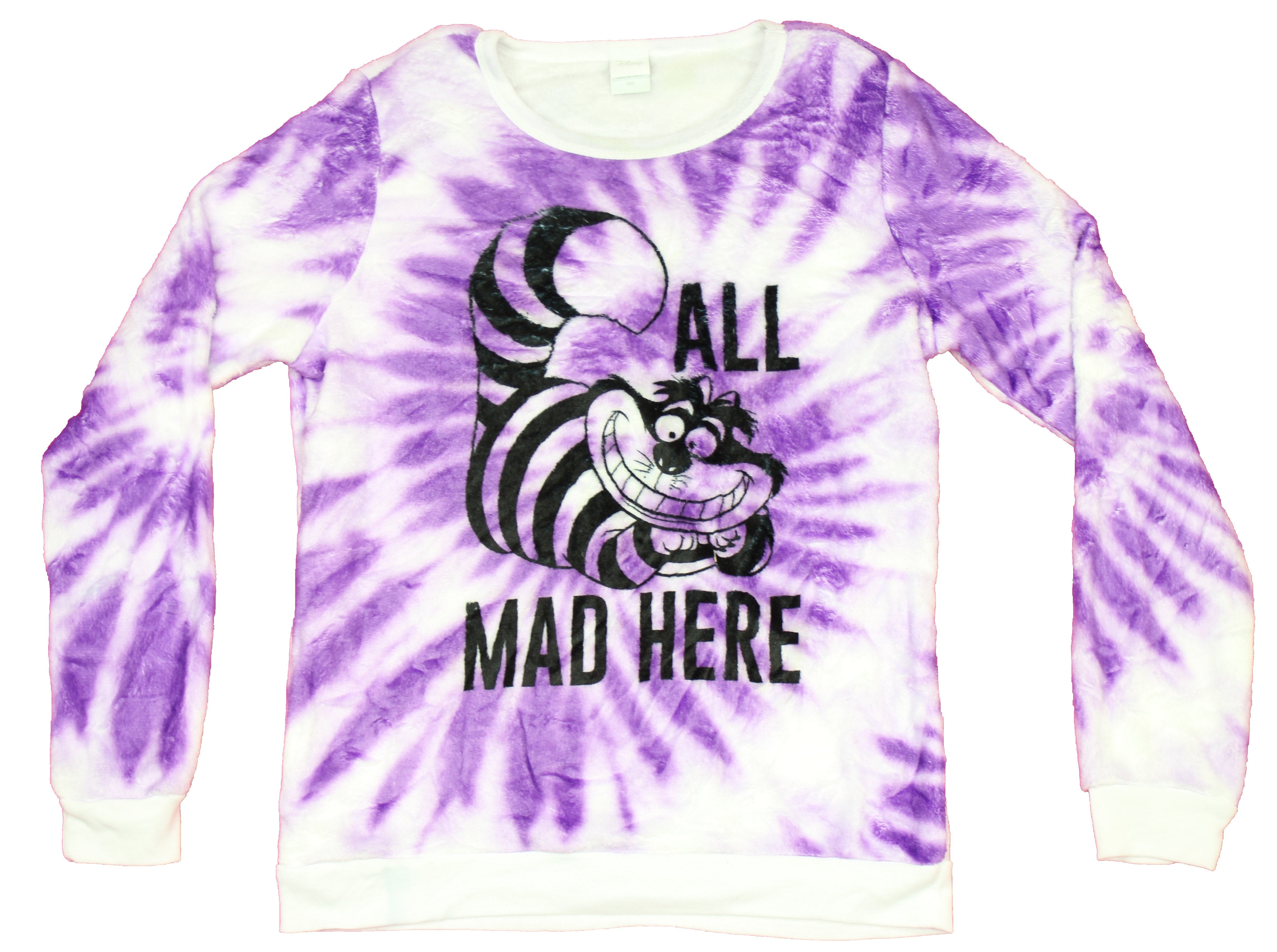 Alice in Wonderland Girls Juniors Sweatshirt - Plush All Mad Here Cheshire Cat Image