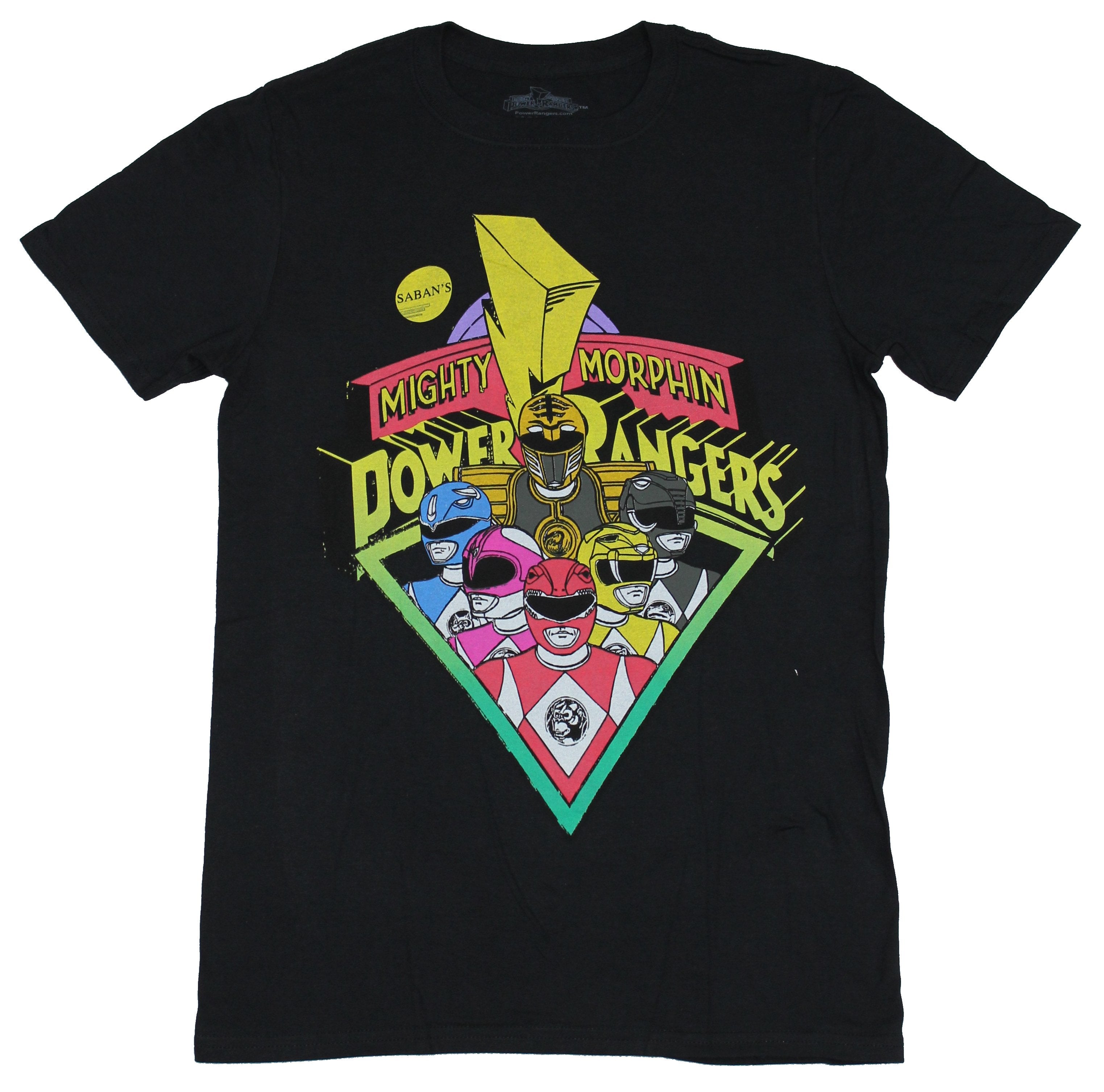 Mighty Morphin Power Rangers Mens T-Shirt - Team Heads Diamond Design