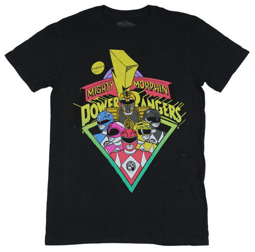 Mighty Morphin Power Rangers Mens T-Shirt - Team Heads Diamond Design (2X-Large)