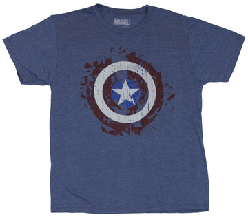 Captain America (Marvel Comics) Mens T-Shirt - Dark Tones Shattered Shield Image