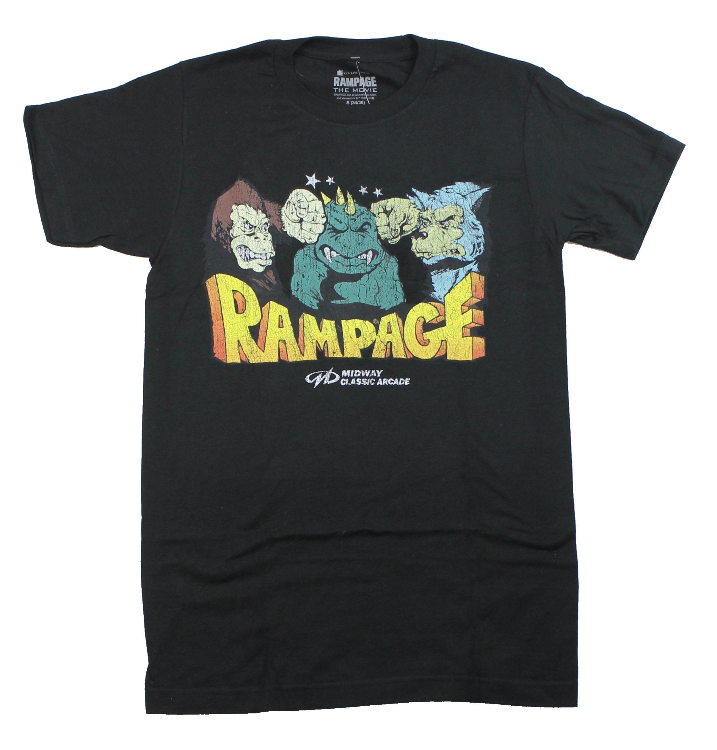 Rampage Mens T-Shirt - Classic Distressed Artwork of The Midway Great