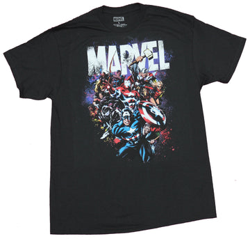 Marvel Comics Mens T-Shirt  - Giant Battle Ready Group Under White Logo