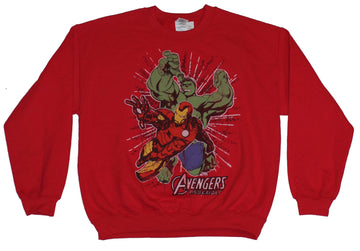 The Avengers (Marvel Comics) Mens Crewneck Sweatshirt - Hulk & Iron Man