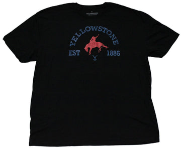 Yellowstone Mens T-Shirt - Distressed EST 1886 Bronco Image