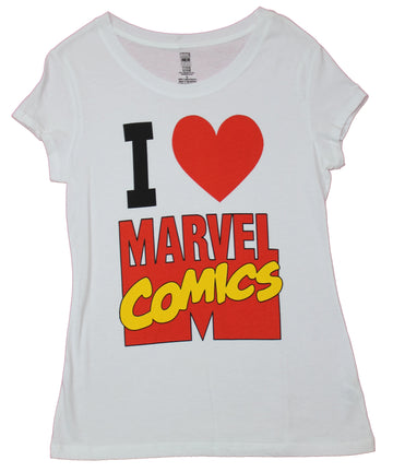 Marvel Comics Girls Juniors T-Shirt - I Heart Marvel Comics