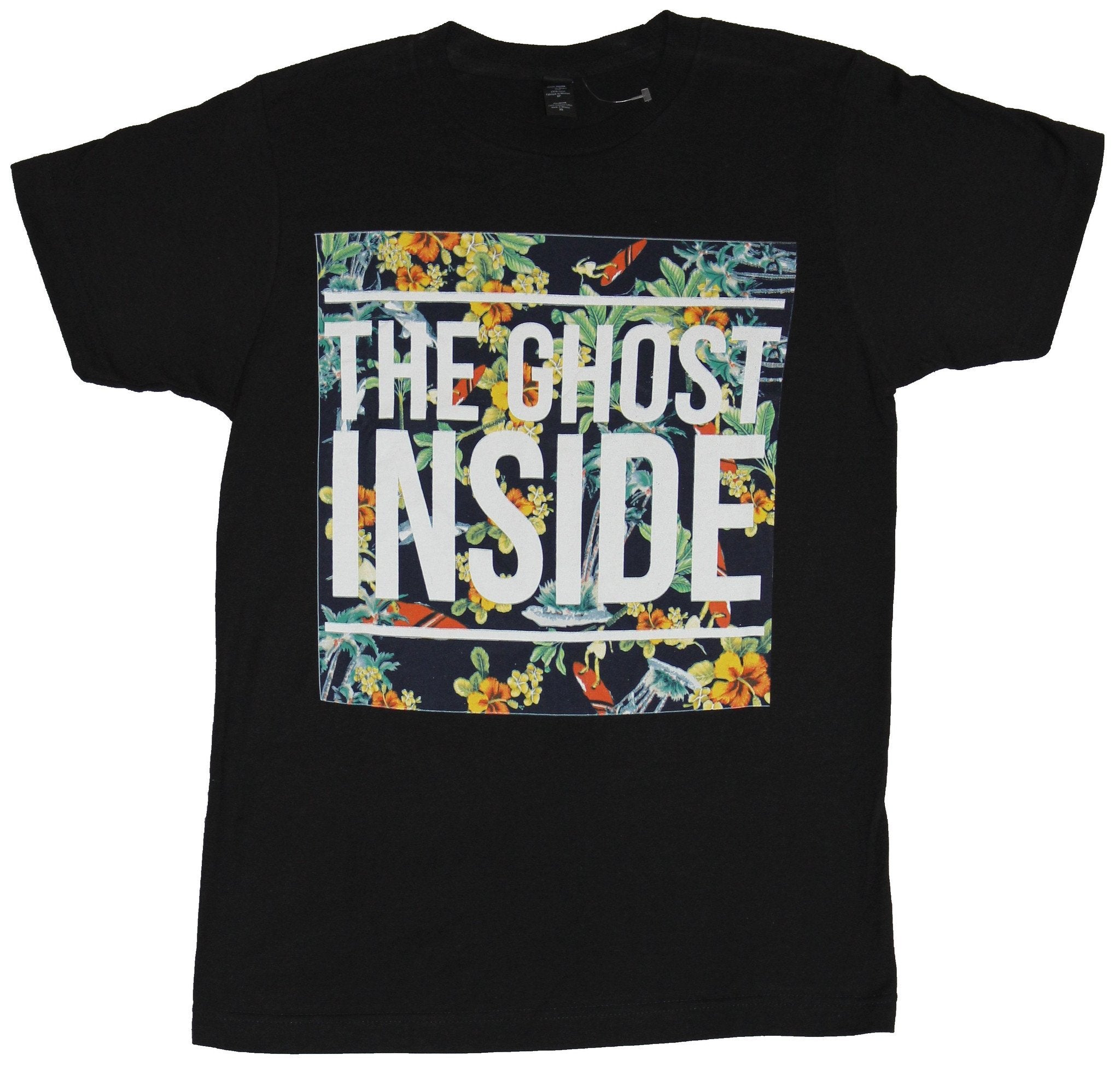 The Ghost Inside Mens T-Shirt - White Word Logo Over Multi Color Floral
