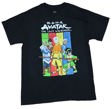 Avatar the Last Airbender Mens T-Shirt - 5 Man Group Over Color Bars