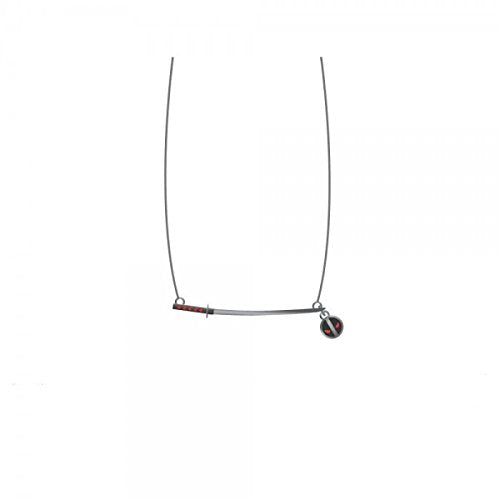 Marvel Comics  Deadpool Sword and Logo Necklace , One Size , Black