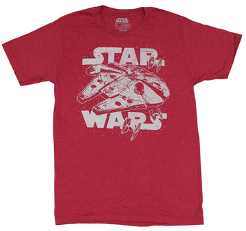 Star Wars Mens T-Shirt - White Print Millennium Falcon In Between Logo