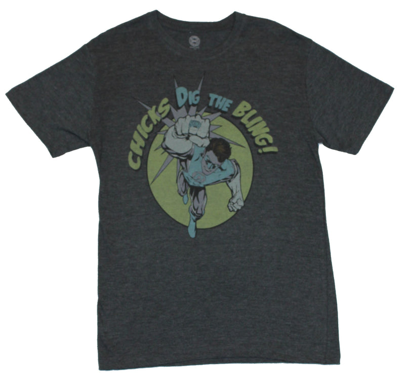 Green Lantern (DC Comics) Mens T-Shirt  - Chicks Dig the Bling Distressed Ha
