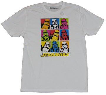 Star Wars Mens T-Shirt  - Multi Colored Neon nine Box Stormtrooper Image