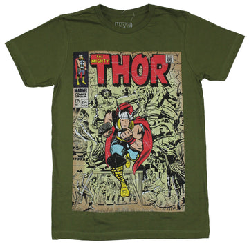 Thor (Marvel Comics) Mens T-Shirt - Classic Distressed Issue 154 Cover Art