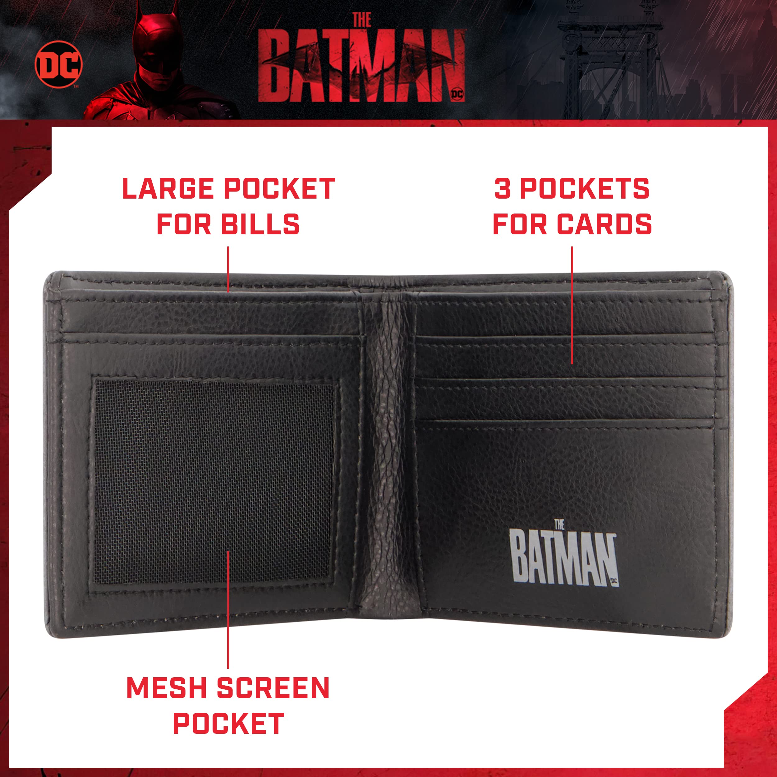 The Batman Bifold Wallet, Slim Wallet with Decorative Tin for Men and Women, Multicolor