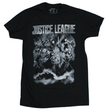 Justice League Mens T-Shirt - White Printed Photorealistic Action Team Image