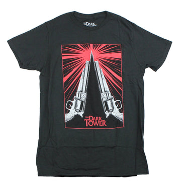 Dark Tower Mens T-Shirt - The Tower And Pistols Gun Red Gray Design