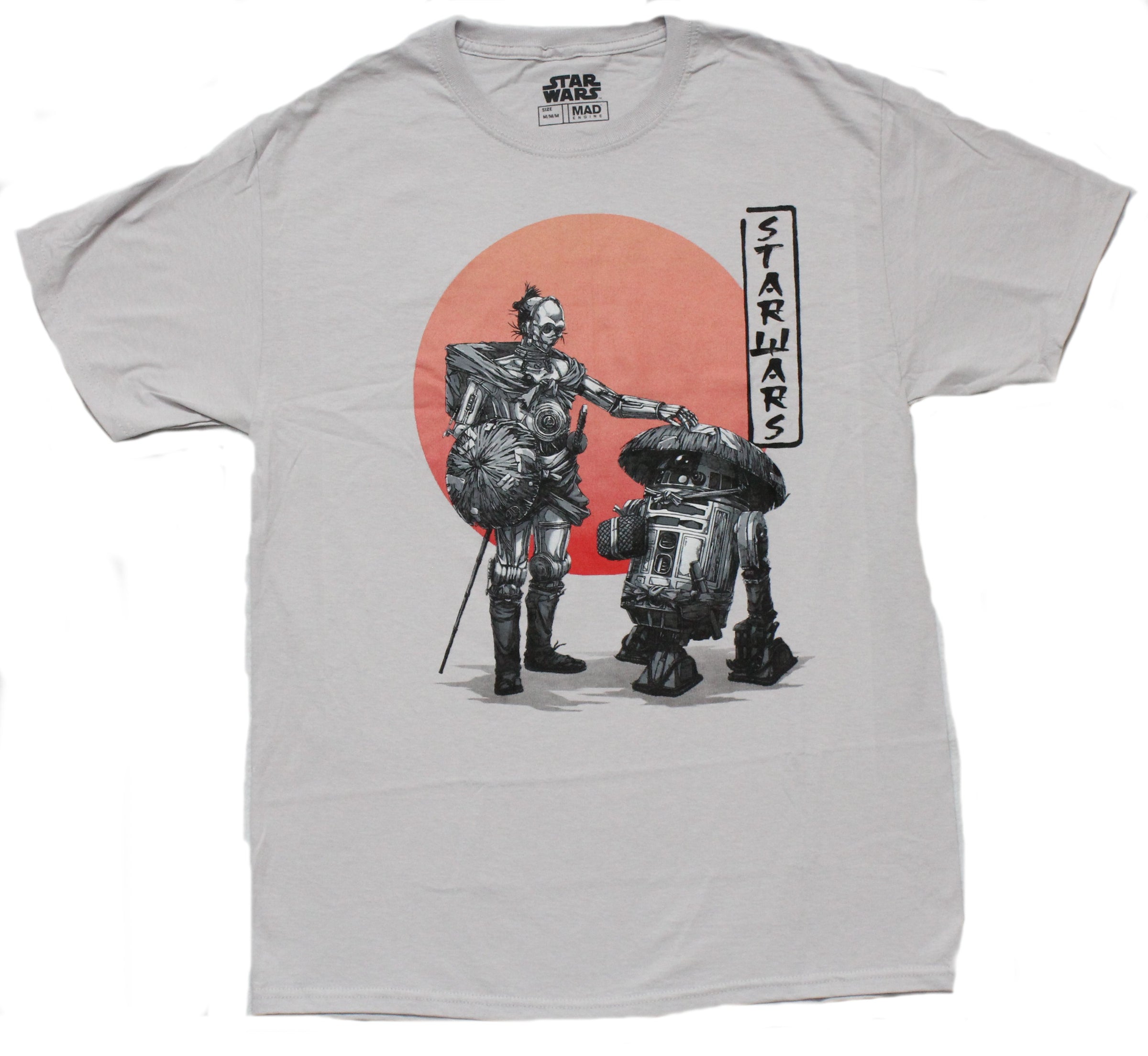 Star Wars Mens T-Shirt -Samurai R2D2 & C-3PO In Front Of Sunset ...