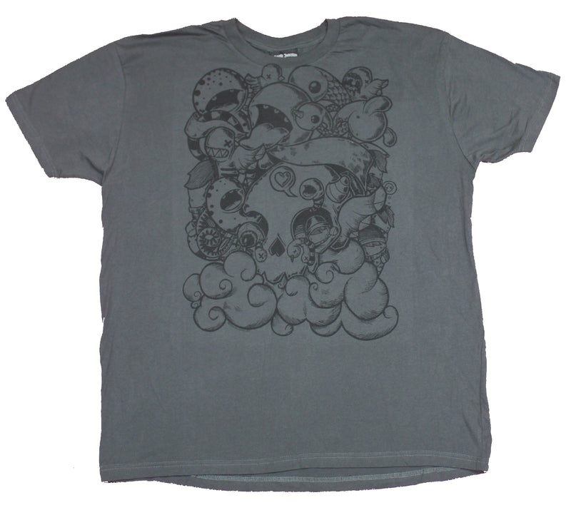 Skull Mens T-Shirt  - Worms and Skull Whimsical Design