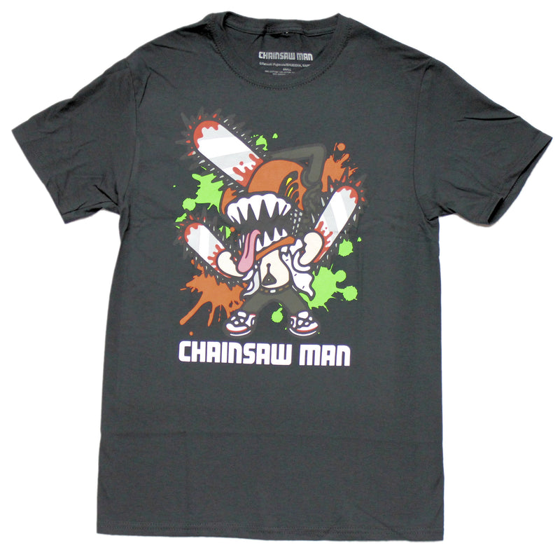 Chainsaw Man Mens T-Shirt - Chibi Denji Paint & Blood Splatter - Inmyparentsbasement.com