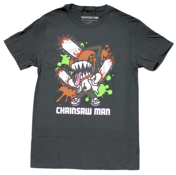 Chainsaw Man Mens T-Shirt - Chibi Denji Paint & Blood Splatter