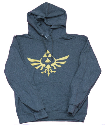 Legend of Zelda Mens Pullover Hoodie- Classic Yellow Triforce Logo