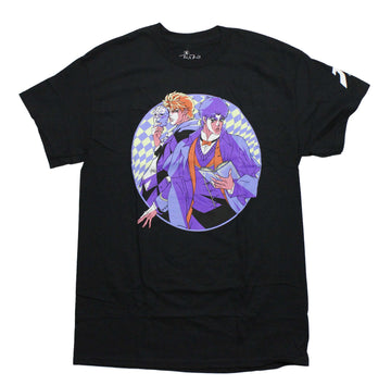 Jojo's Bizarre Adventure Mens T-Shirt -Duo  Purple Circle Logo on Sleeve