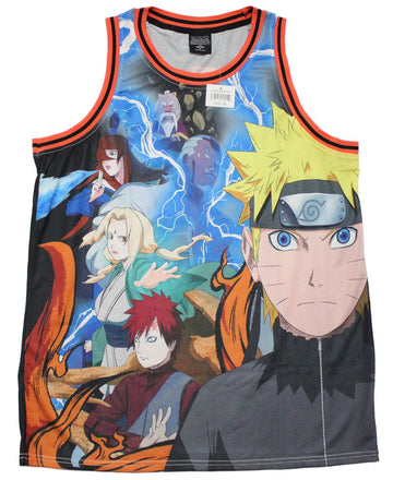 Naruto Shippuden Mens Tank Top - Cast and Swords on Back
